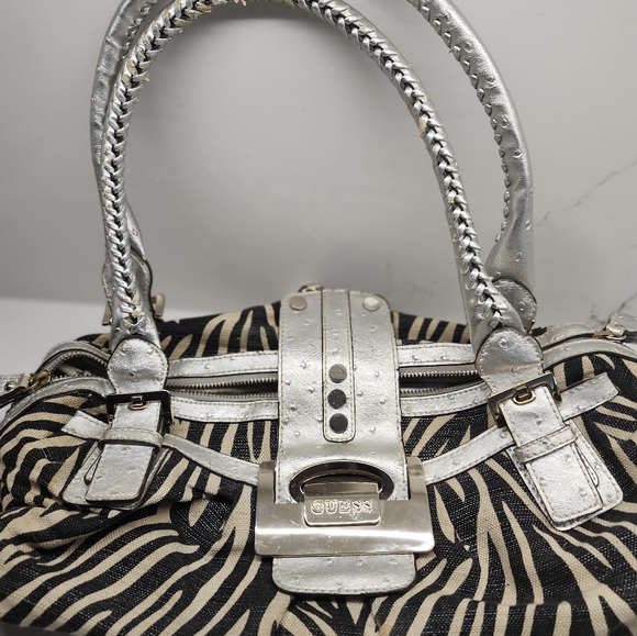Guess by Marciano Silver Metallic Canvas Tote - Picture 8 of 10